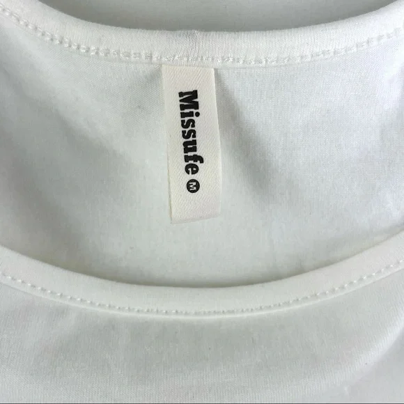 Missufe White Sleeveless Tank Ruched Knee Length Bodycon Maternity Dress M - Picture 8 of 9